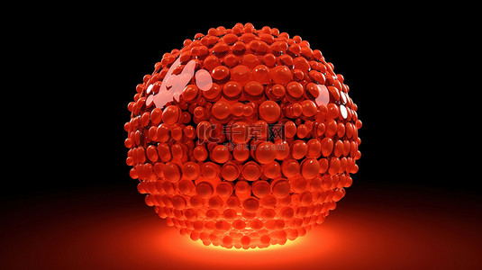 未来派橙色球 3D 插图，以抽象建模中的一系列圆圈为特色