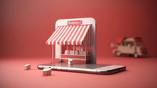 销售工作背景图片_3D 渲染在线购物体验移动设备快速交付服务