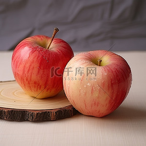 感恩背景图片_木树桩上的两个苹果