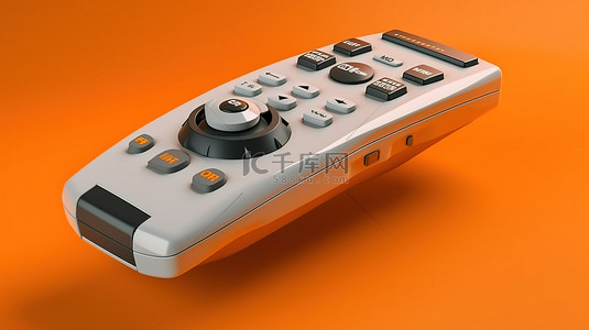 视频背景图片_3D 渲染单色电视遥控器和操纵杆在鲜艳的橙色背景下