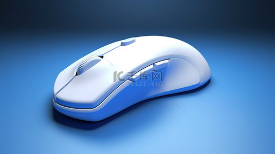 鼠蓝色背景图片_孤立的蓝色背景与 3d 白色电脑鼠标