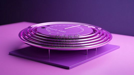 圆环卡通背景图片_3D 渲染的紫色浮动组织器，带有圆环和日历上的文本空间