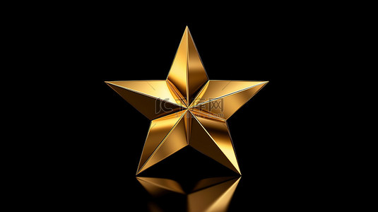 代表评估或评级的令人印象深刻的黑色背景上的金色星星的 3D 渲染
