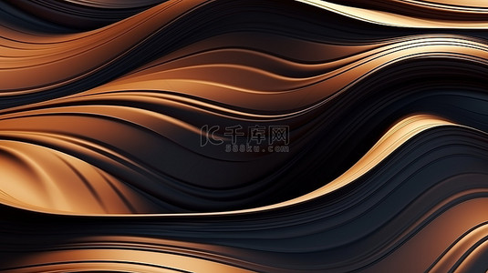 科技抽象线条背景图片_壮观的抽象艺术计算机插图中黑色和棕色纹理的混合