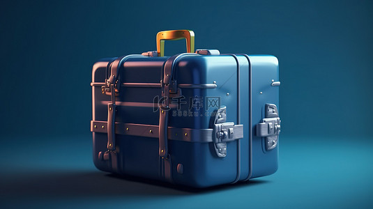 在专业背景下概念化出国商务旅行 3D 渲染手提箱