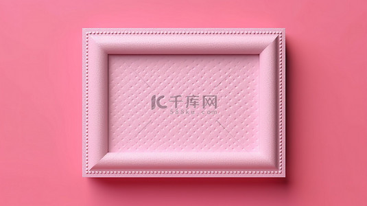 粉红色砖墙背景图片_带白色框架的粉红色皮革纹理的 3d 渲染