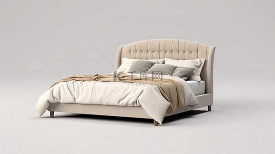 睡觉背景图片_3d 在白色隔离背景上渲染的床
