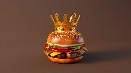 皇冠背景图片_皇冠顶汉堡的 3d 渲染