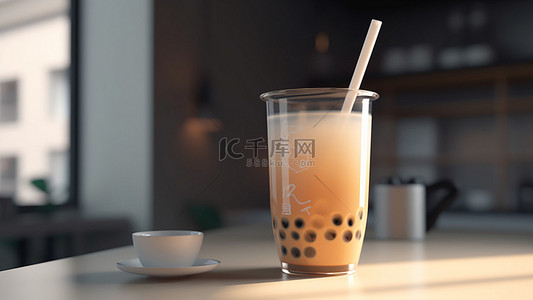 黑糖珍珠背景图片_奶茶甜品饮料茶具