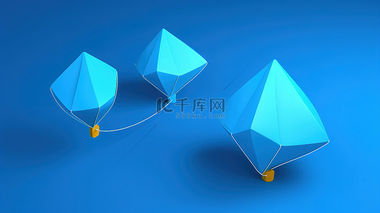 蓝色背景与 3D 聊天图标和风筝
