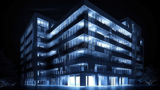 在 3d 渲染中用辐射光照亮的建筑物