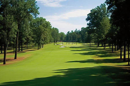 球赛背景图片_有树木和大片绿草的高尔夫球场