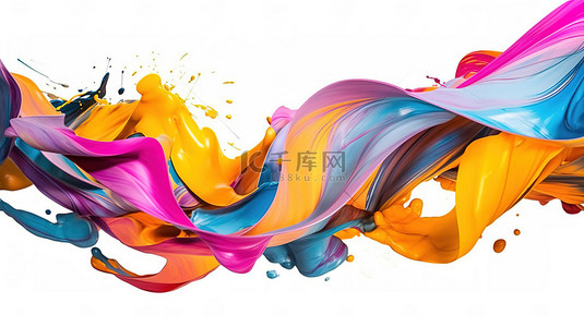 彩色的波浪背景图片_彩色抽象画笔描边充满活力的油漆喷雾
