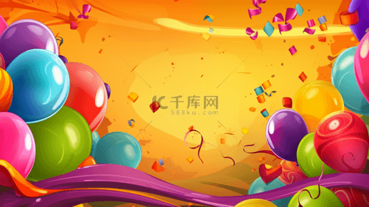 彩条装饰背景图片_派对气球彩条卡通背景