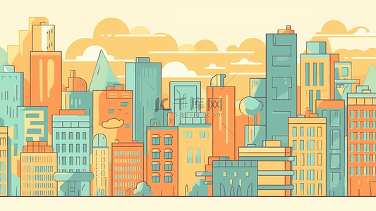 城市高楼插画背景