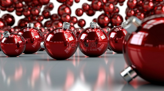 红背景图片_喜庆红色圣诞饰品的 3d 渲染
