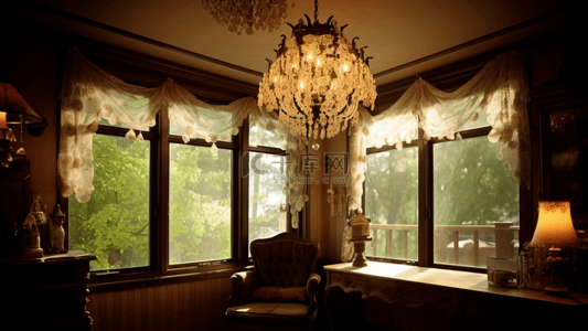 客厅灯具蕾丝欧式复古背景