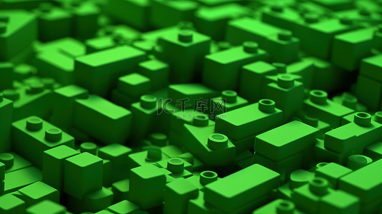 3d 渲染背景与绿色玩具砖