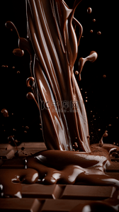 巧克力味牛奶背景图片_巧克力酱喷溅背景