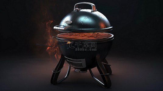 木炭水壶烧烤架的 3d 呈现器