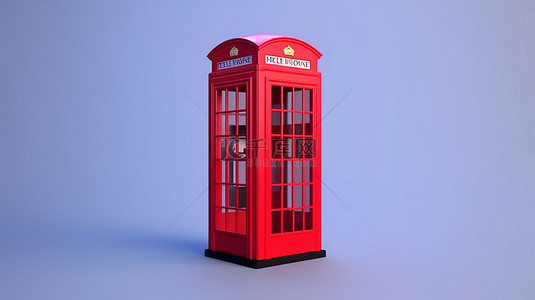 英国背景背景图片_3D 渲染中英国电话亭的简约低聚插图