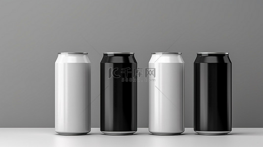 3d 渲染单色六包啤酒罐的空纸包装