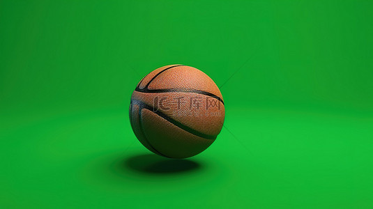 篮球球在色度绿屏背景上的 3D 渲染
