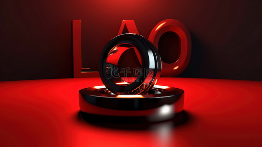 红色和黑色色调的“爱”一词的 3D 插图