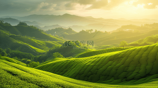 电脑图片背景图片_春天山野晨曦风光春天风景壁纸图片