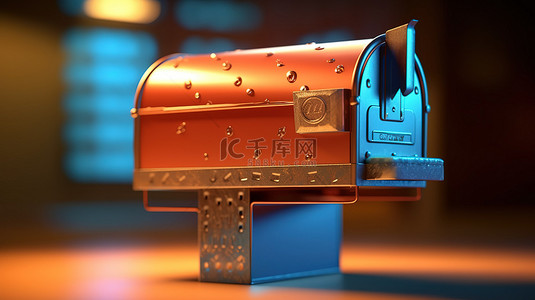邮政标志背景图片_概念通知邮箱的 3d 渲染插图