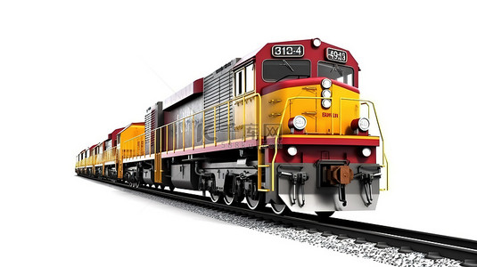 变频化火车背景图片_白色背景下货运列车的 3D 渲染