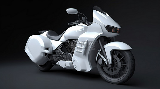 灰色背景下时尚白色两座城市运动摩托车的 3D 渲染