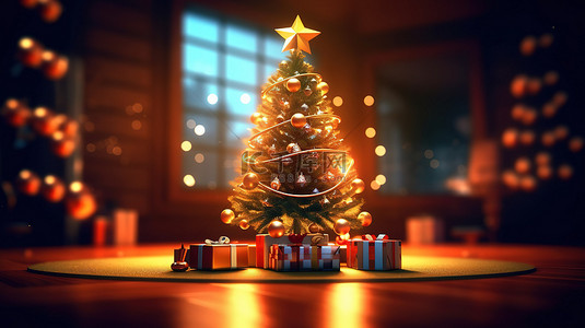 讲台上的欢乐圣诞精神令人惊叹的 3D 渲染图像