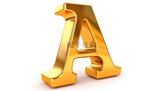 排版背景图片_带有数字的白色孤立背景上闪亮的金色字母 a 的 3d 插图