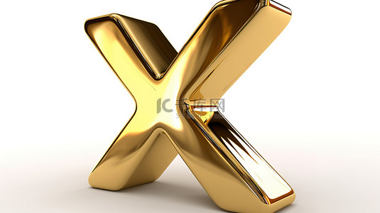 金属字背景图片_3d 中的金色金属字母 x 单独站在白色背景上