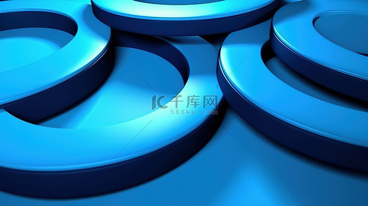 高清壁纸背景图片_带有蓝色壁纸的堆叠圆形结构的 3D 渲染