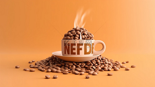 文字排版背景图片_咖啡注入排版鼓舞人心的咖啡引言3D渲染豆设计
