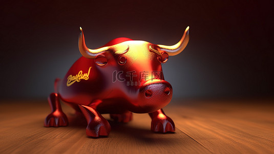 红牛的幽默 3D 渲染