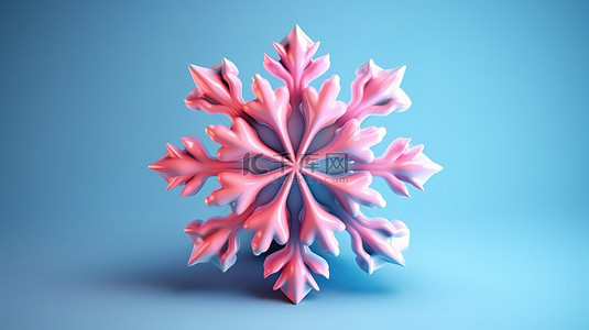 复古节日海报背景图片_粉红色和蓝色背景上雪花的 3d 渲染