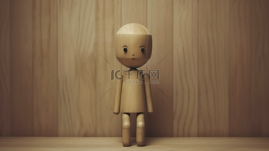 人人物思考背景图片_3D渲染的木娃娃