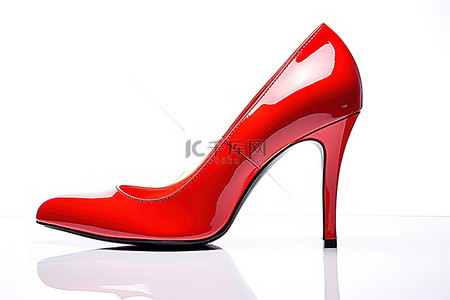 鞋背景图片_白色表面上的一只红色高跟鞋