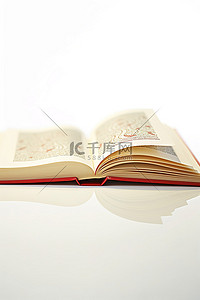 白色表面上一本闭合的打开的书