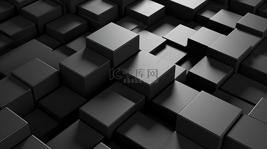 黑色几何方形形状作为背景的 3d 插图