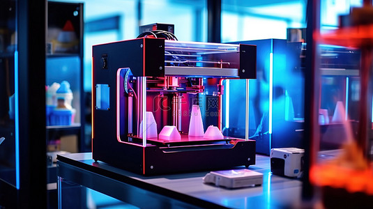 工业电子背景图片_全自动 3D 打印机可创建三维精度的产品