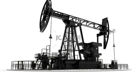工业背景图片_剪影油泵或钻机的白色背景 3d 渲染
