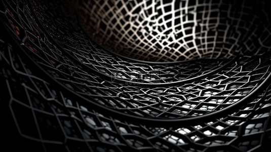 金属艺术品背景图片_时尚 3D 黑色金属网格艺术品充满活力的纹理抽象装饰背景