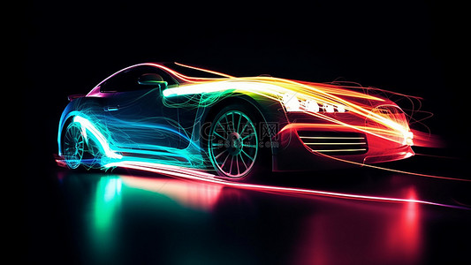 汽车速度感背景图片_汽车光效抽象发光