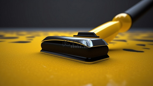 带黄色和黑色橡胶手柄的修整抹子的 3D 渲染