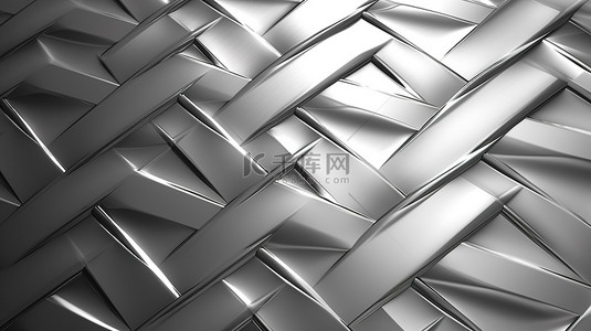 闪闪发光的银色钢板和金属纹理背景，具有以 3D 呈现的闪亮不锈钢材料表面