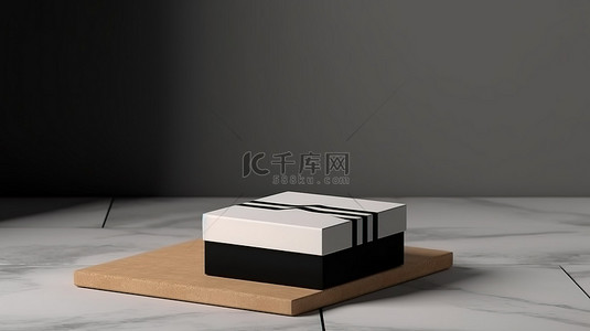 黑白工艺汉堡盒 3d 渲染中的空方形三明治容器模型